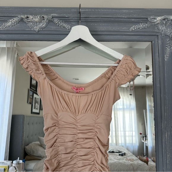NWT Verge Girl VG Ruched Nude Mini Dress 6 S - Picture 5 of 9